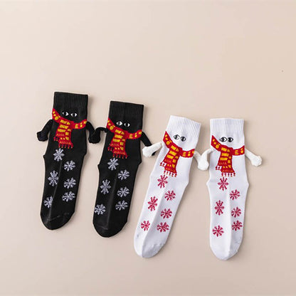 Plus Size Christmas Holding Hands Quarter Socks(4 Pairs)