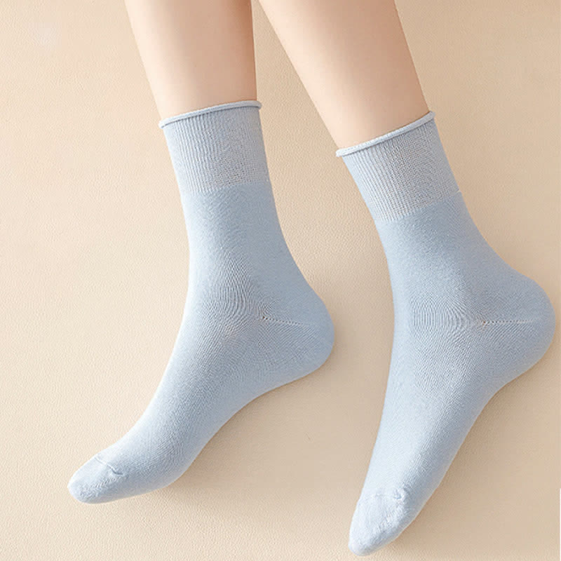 Plus Size Elastic Solid Quarter Socks(6 Pairs)