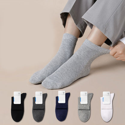 Plus Size Solid Color Casual Quarter Socks(5 Pairs)