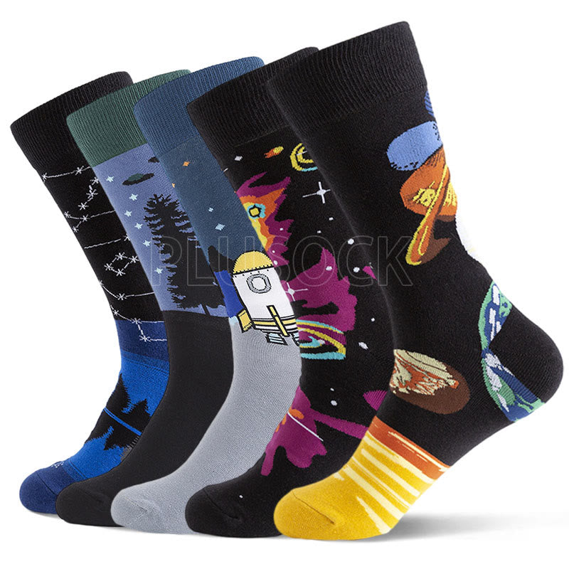 Plus Size Alien Extraterrestrial Crew Socks(5 Pairs)