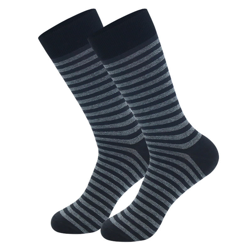Plus Size Grey Striped Crew Socks(5 Pairs)