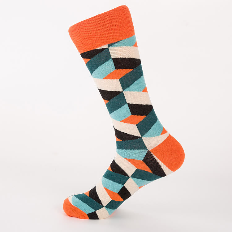Plus Size Tangram Crew Socks(5 Pairs)