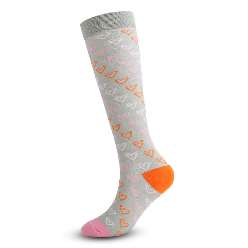 Gray Ribbon Heart Compression Socks(5 Pairs)