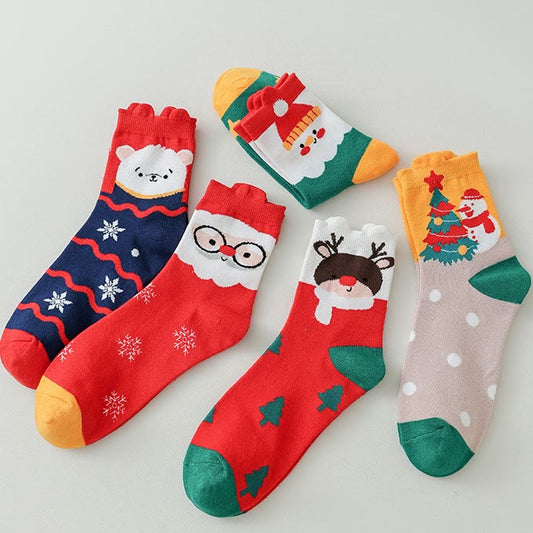 Plus Size Warm Christmas Quarter Socks(5 Pairs)