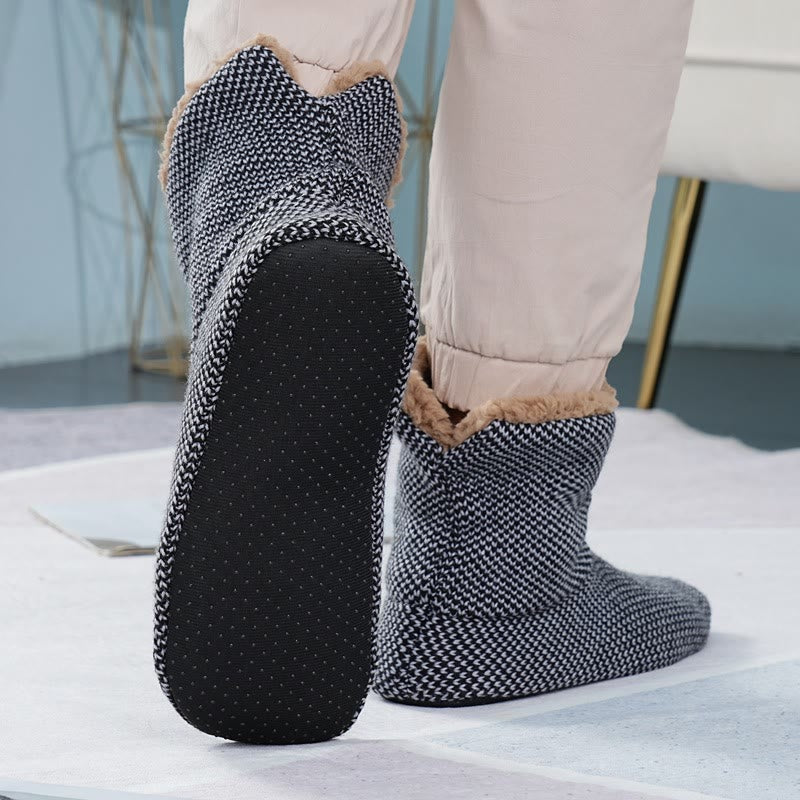 Plus Size Non Slip Fleece Slipper Socks(2 Pairs)