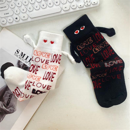 Plus Size Love Holding Hands Quarter Socks(2 Pairs)