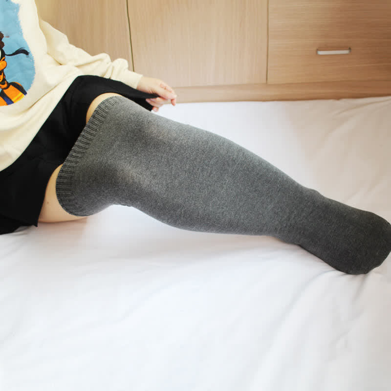 Plus Size Cotton Thick Thigh High Socks