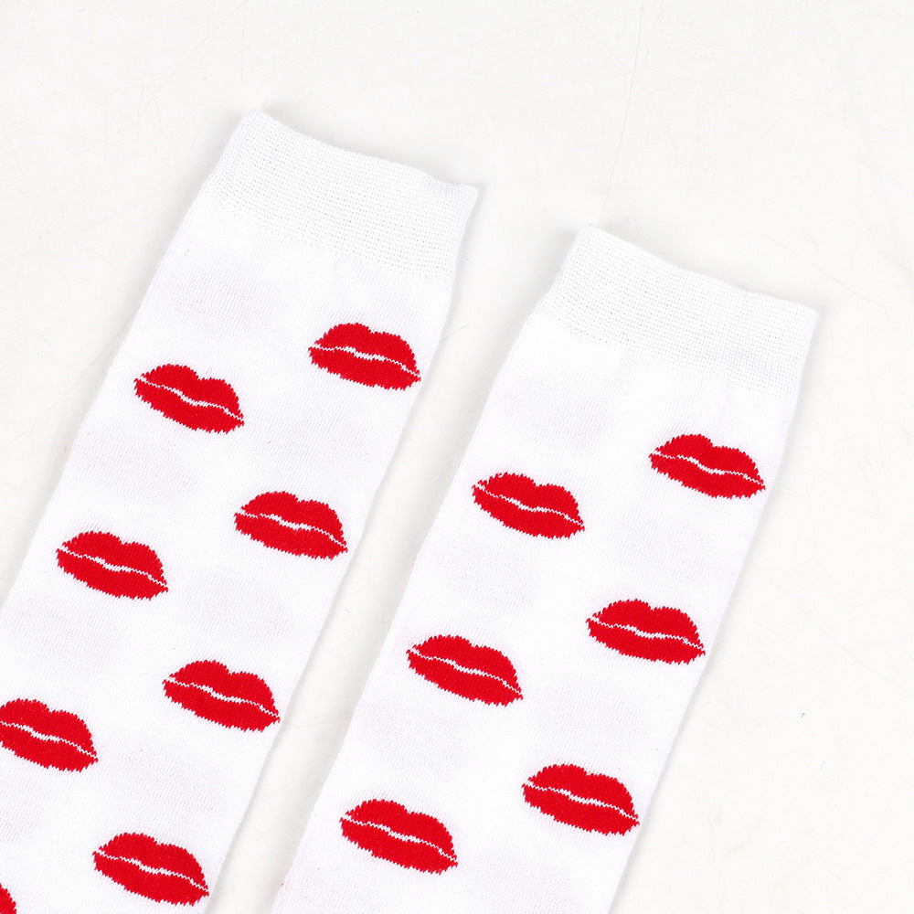 Red Lips Party Thigh High Socks(5 Pairs)