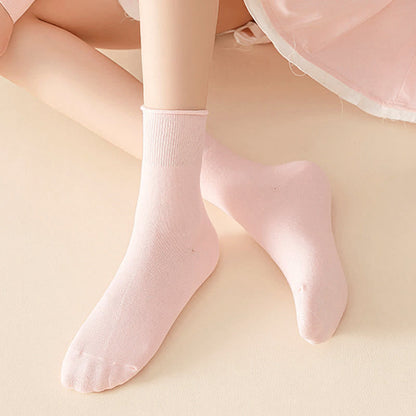 Plus Size Elastic Solid Quarter Socks(6 Pairs)