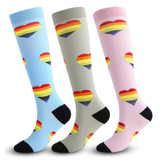 Rainbow Heart Compression Socks(3 Pairs)