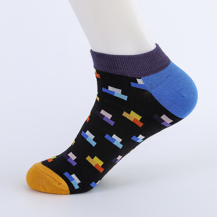 Plus Size Puzzle Ankle Socks(5 Pairs)