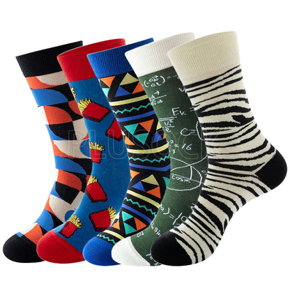 Plus Size Abstract Formula Crew Socks(5 Pairs)