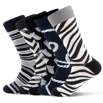 Plus Size Zebra Prints Crew Socks(5 Pairs)