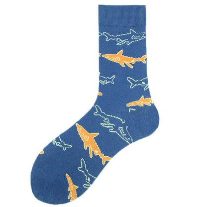 Plus Size Undersea Shark Crew Socks(5 Pairs)