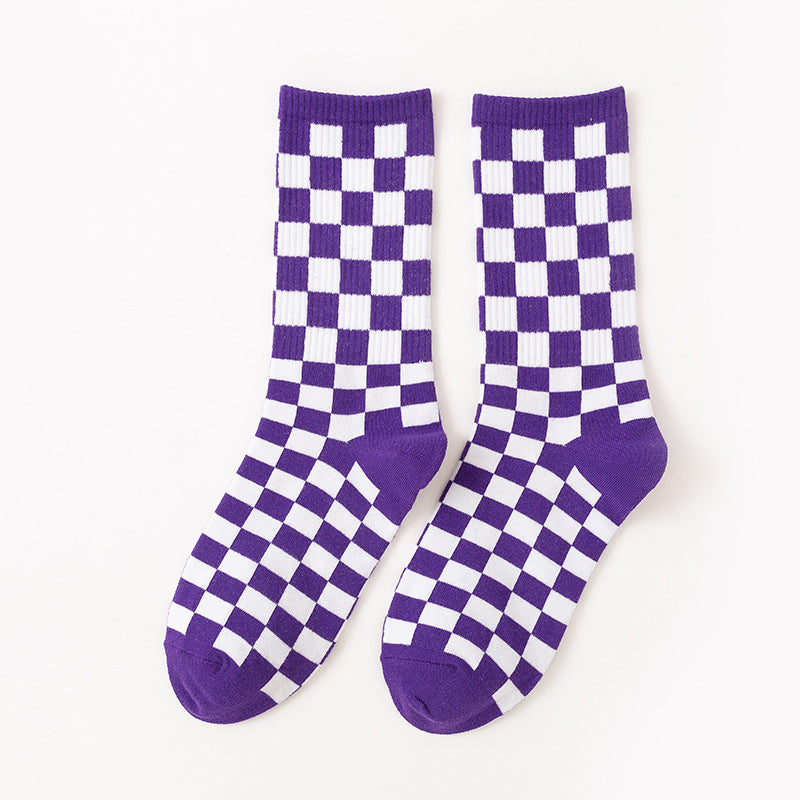 Plus Size Checkerboard Quarter Socks(6 Pairs)