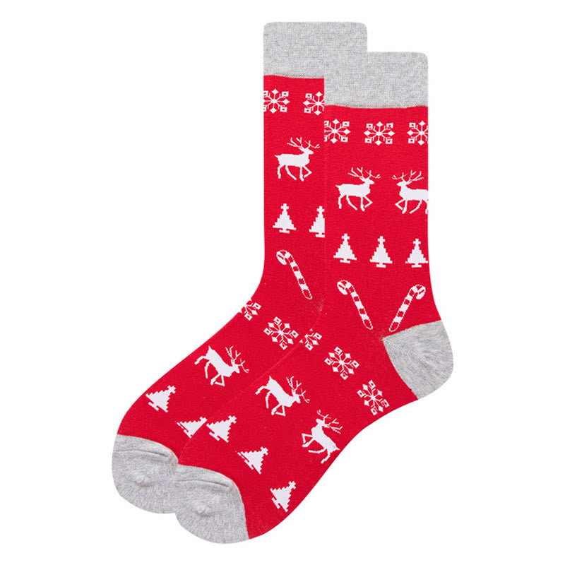 Plus Size Christmas Stretchy Novelty Crew Socks(6 Pairs)