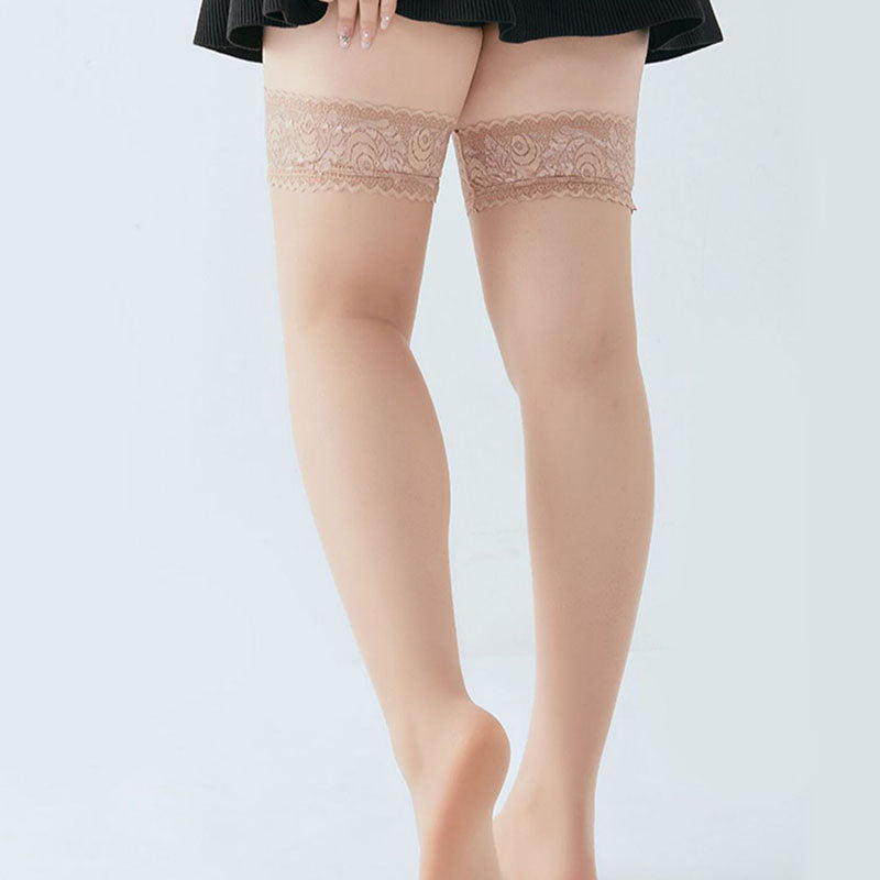 Plus Size Lace Thigh High Socks(2 Pairs)