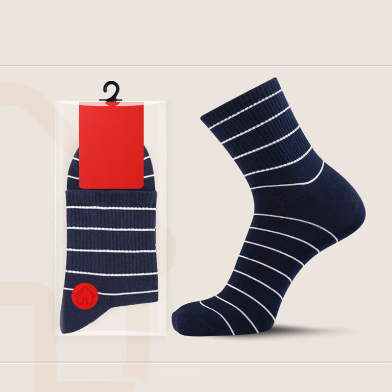 Plus Size Cotton Striped Quarter Socks(5 Pairs)