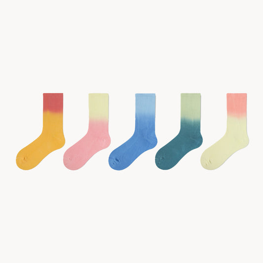 Plus Size Tie Dye Quarter Socks(5 Pairs)