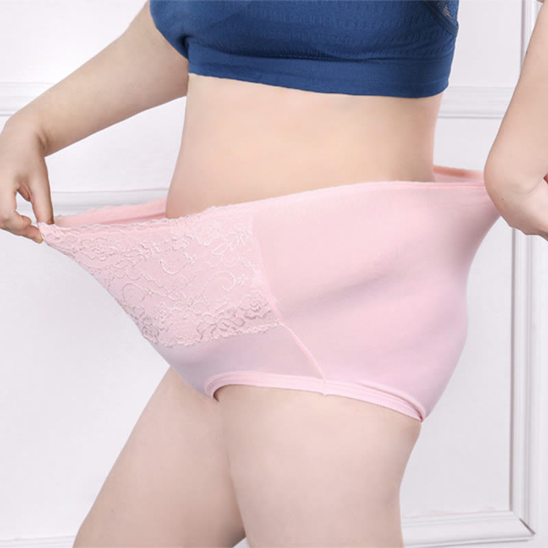 Plus Size High Cut Lace Panty(4 Packs)