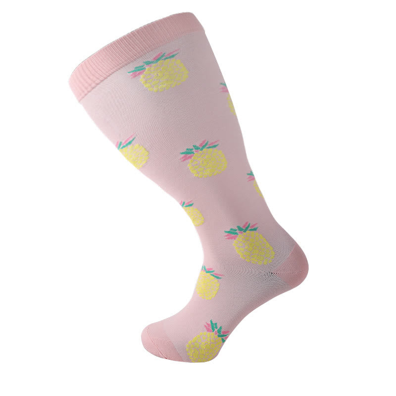 Pink Pineapple Plus Size Compression Socks(3 Pairs)