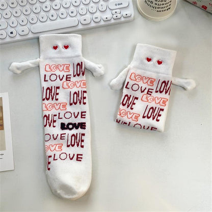 Plus Size Love Holding Hands Quarter Socks(2 Pairs)