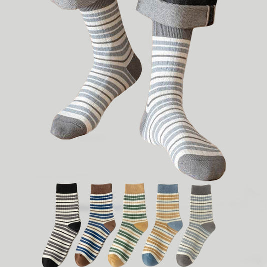 Plus Size Striped Color Block Quarter Socks(5 Pairs)