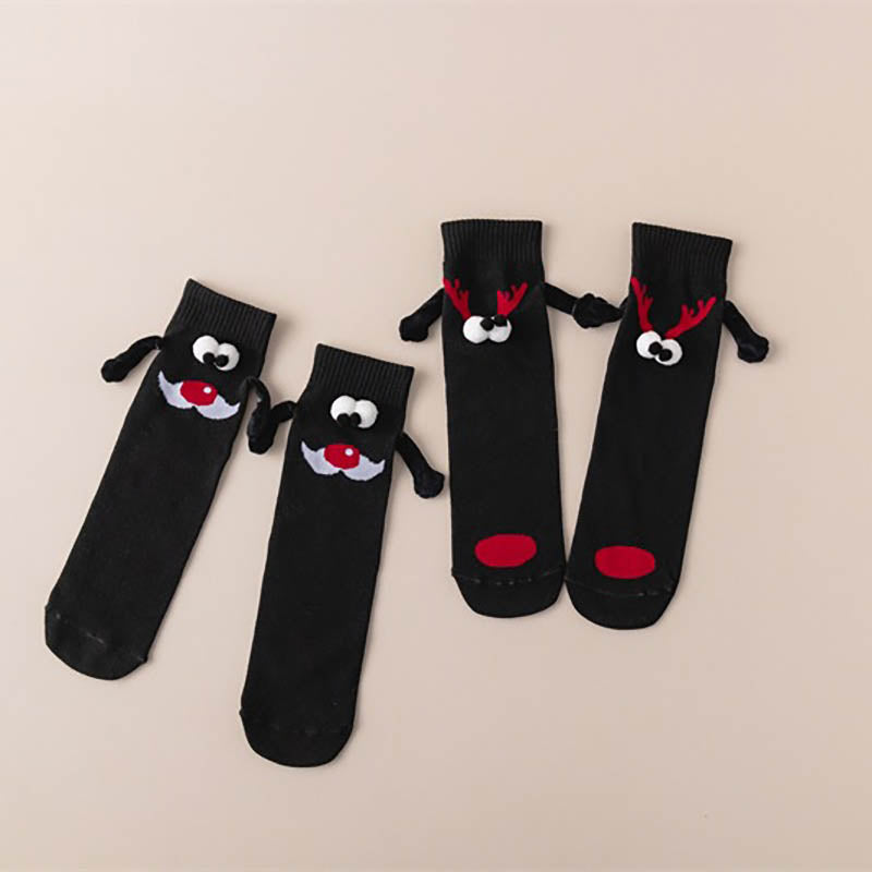 Plus Size Christmas Holding Hands Quarter Socks(4 Pairs)