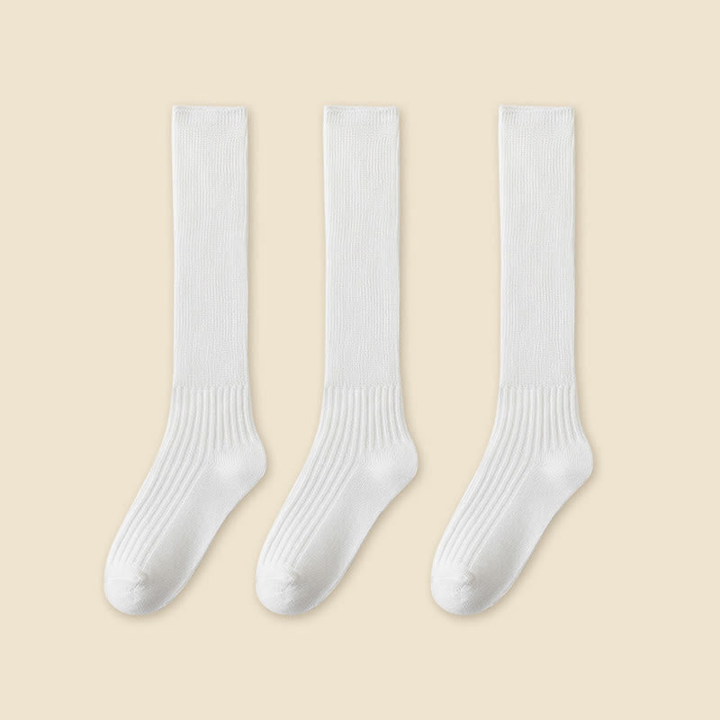 Solid Color Stylish Slouch Socks(3 Pairs)