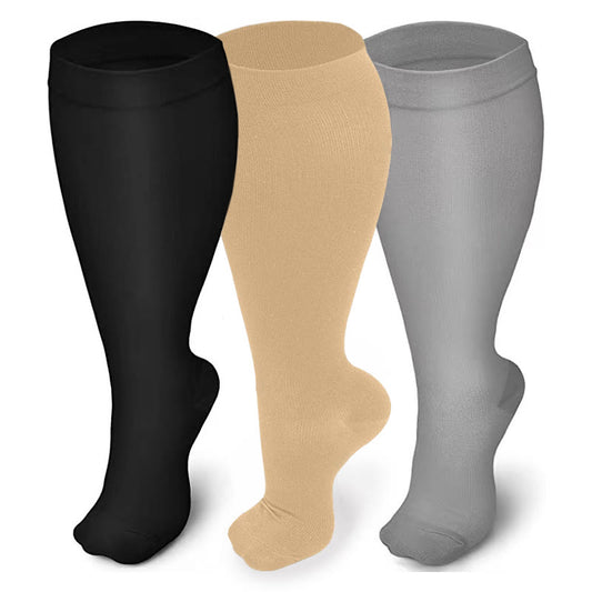 2XL-7XL Solid Pure Color Plus Size Compression Socks(3 Pairs)