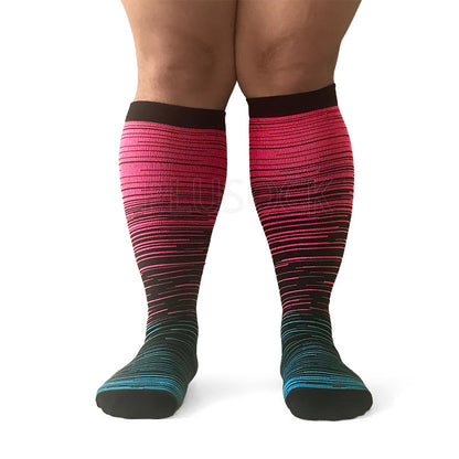 2XL-7XL Rose Red Filaments Plus Size Compression Socks(3 Pairs)