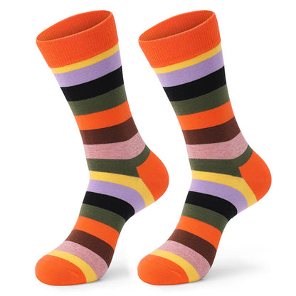 Colorful Striped Cotton Novelty Crew Socks(5 Pairs)