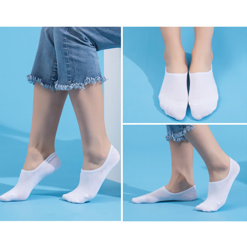 Plus Size Anti-slip Cotton No Show Socks(4 Pairs)