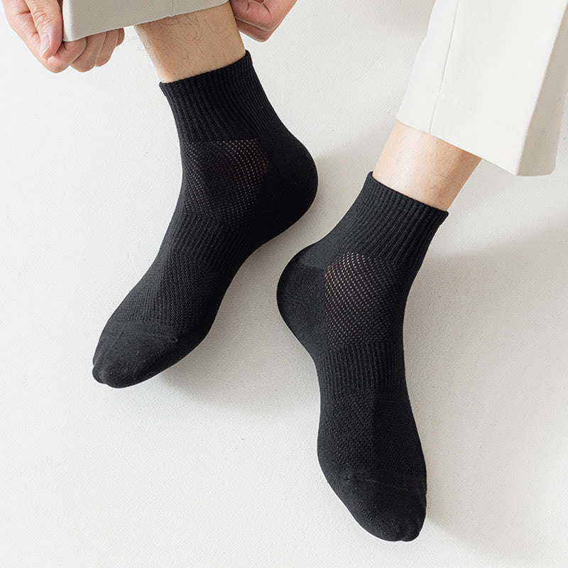 Plus Size Seamless Mesh Quarter Socks(5 Pairs)