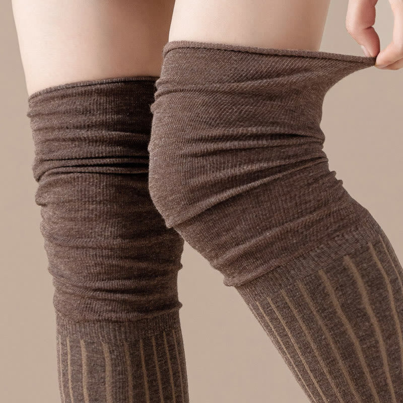 Solid Color Thigh High Socks(2 Pairs)