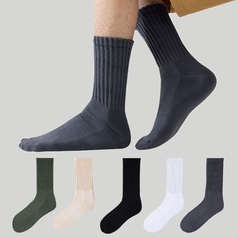 Plus Size Solid Color Stripes Quarter Socks(5 Pairs)