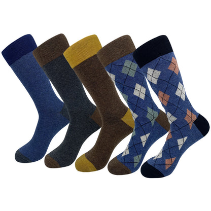 Plus Size Classic Lozenge Crew Socks(5 Pairs)