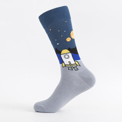 Plus Size Cosmic Planet Crew Socks(5 Pairs)