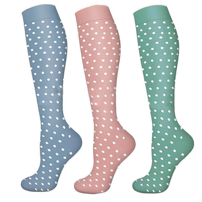 White Polka Dot Compression Socks(3 Pairs)