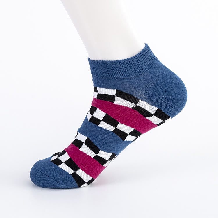 Plus Size Plaid Patterns Ankle Socks(5 Pairs)