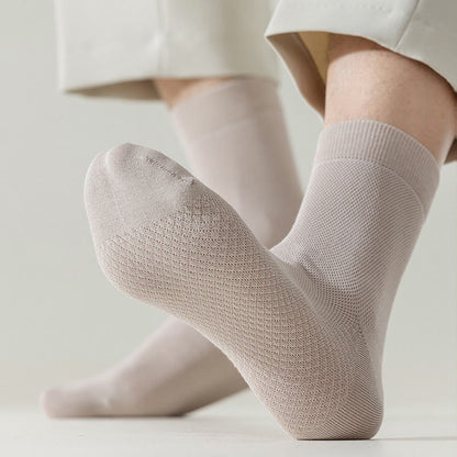 Plus Size Cotton Mesh Quarter Socks(5 Pairs)