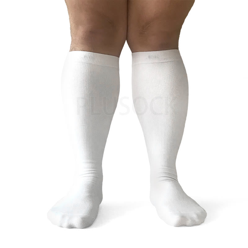 2XL-7XL White Plus Size Compression Socks(15-20mmHg)