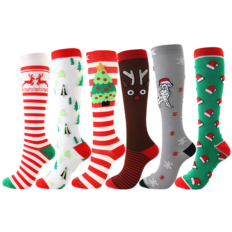 Christmas Knee High Compression Socks(6 Pairs) – plusock