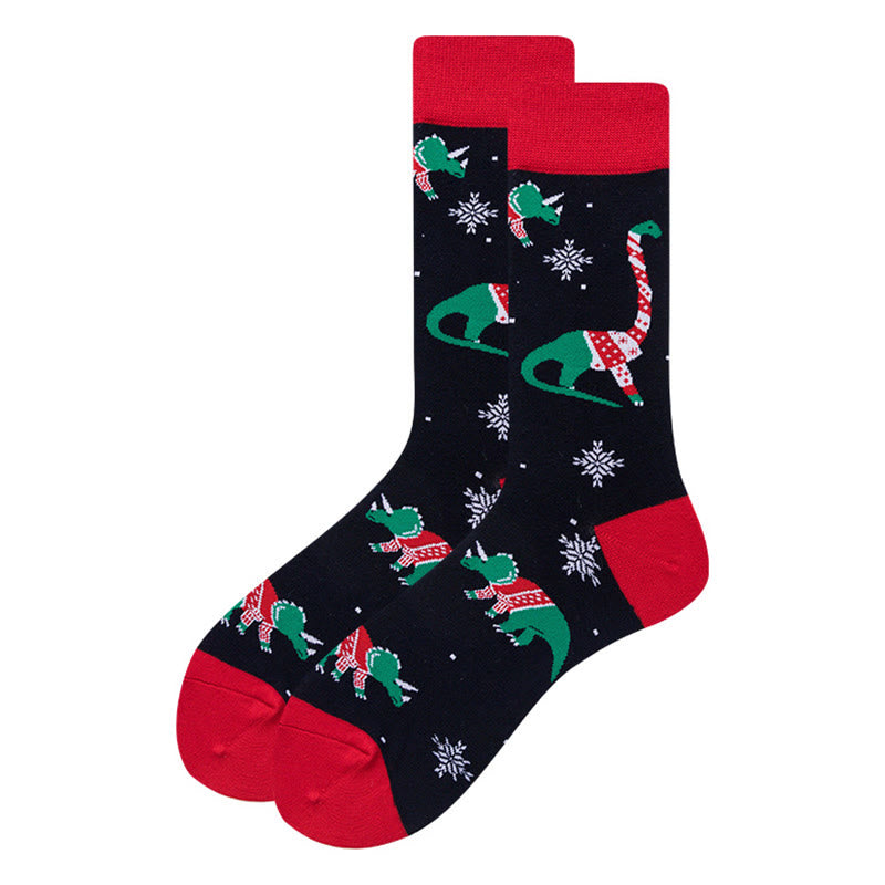 Plus Size Christmas Stretchy Novelty Crew Socks(6 Pairs)