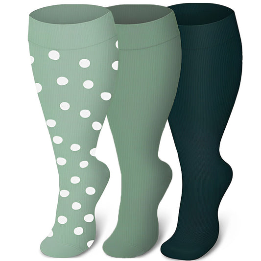 Plus Size Green Series Compression Socks(3 Pairs)