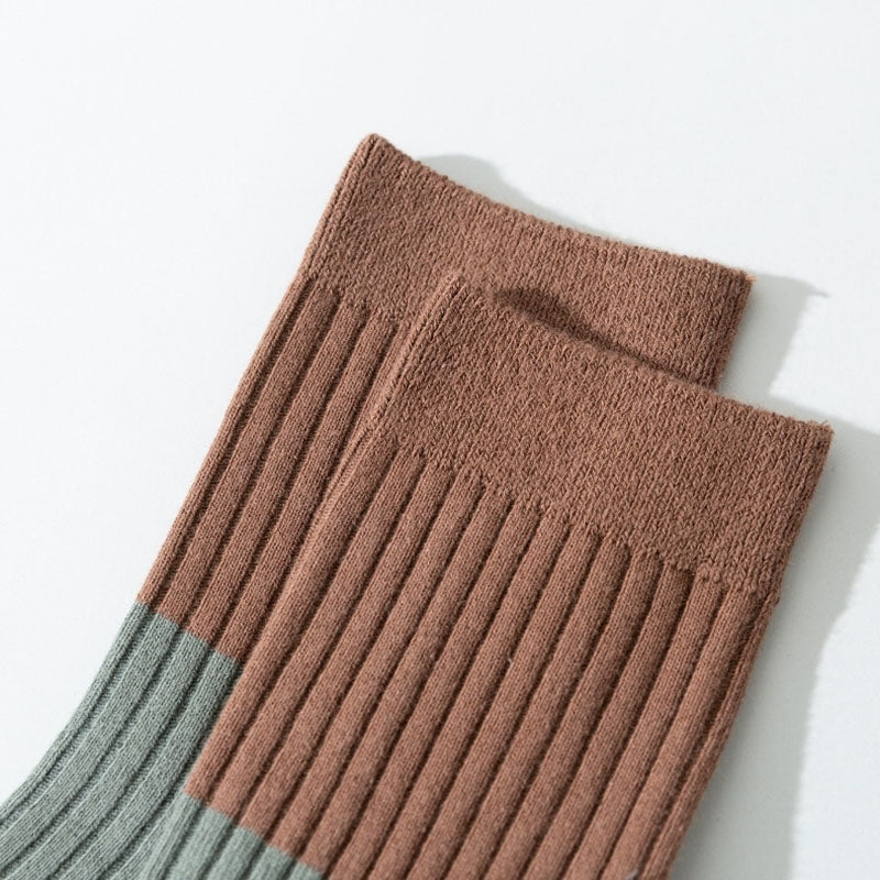 Plus Size Contrast Color Quarter Socks(5 Pairs)