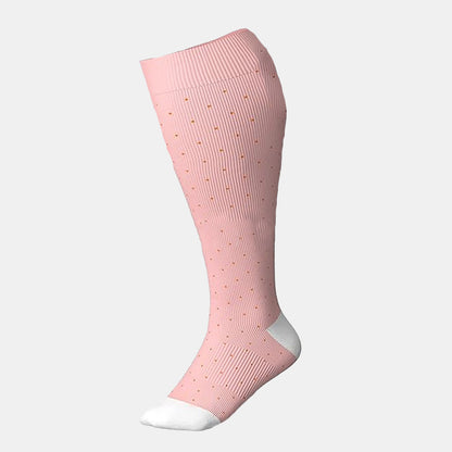 Plus Size Pink Polka Dot Compression Socks(3 Pairs)