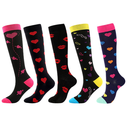 Red Lips Compression Socks(5 Pairs)