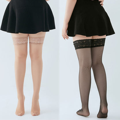 Plus Size Lace Thigh High Socks(2 Pairs)