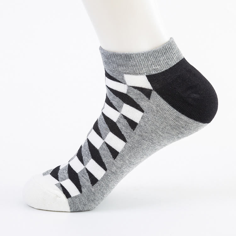 Plus Size Diamond Patterns Ankle Socks(5 Pairs)